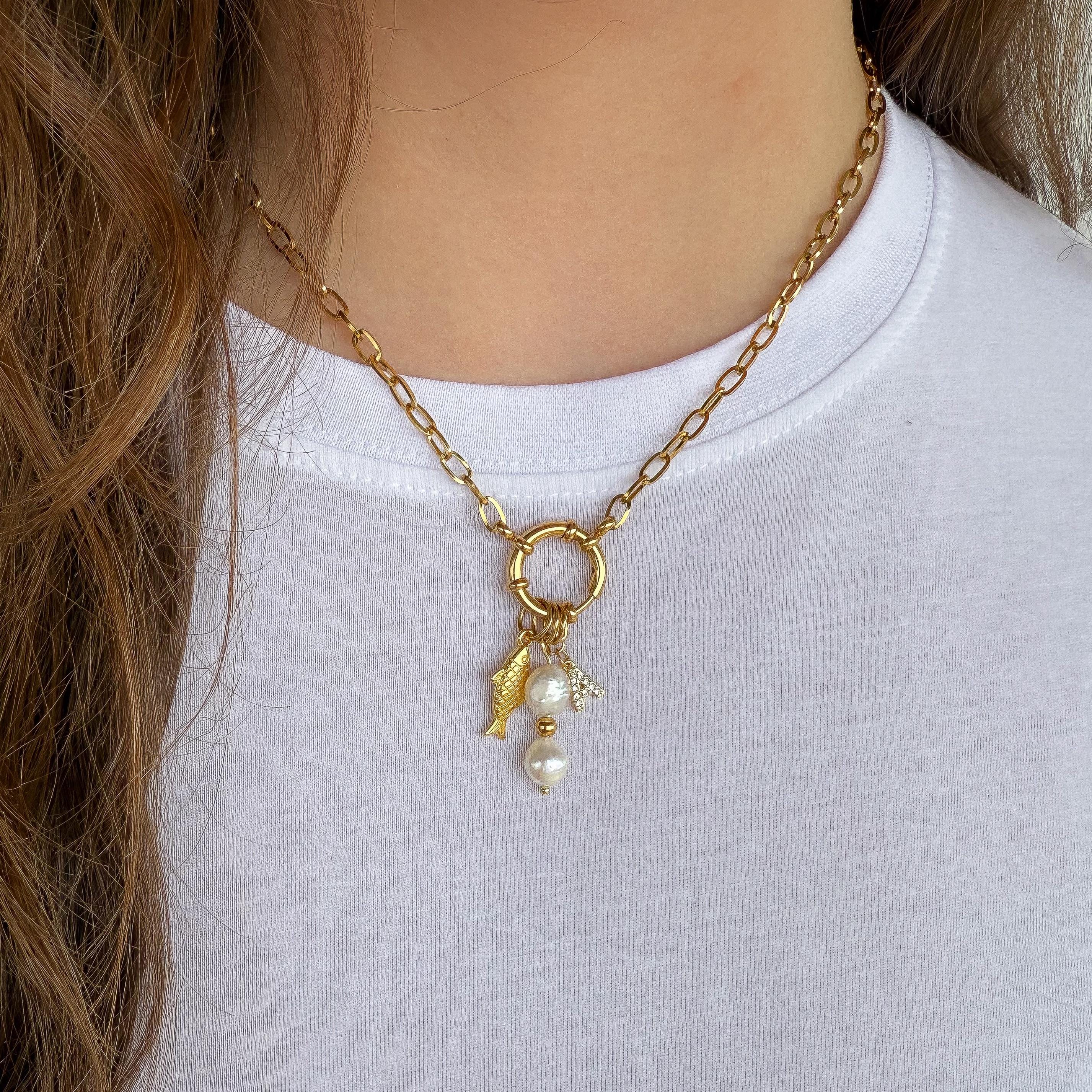 【hana】【片方のみ】agete♡garnet＊・゜charm Padlock(Garnet or Amethyst) & Diamond Key Necklace - 14K