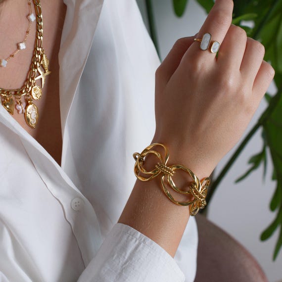 Chunky Chain Bracelet Gold, Big Link Chain Bracelet, Oversized