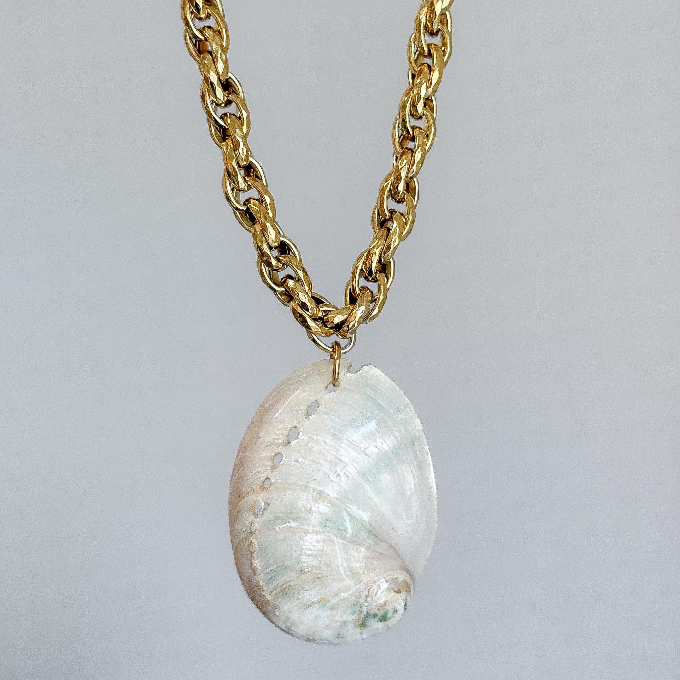 Real Puka Shell Shell Pendant Necklace, Large Real Shell Necklace ...