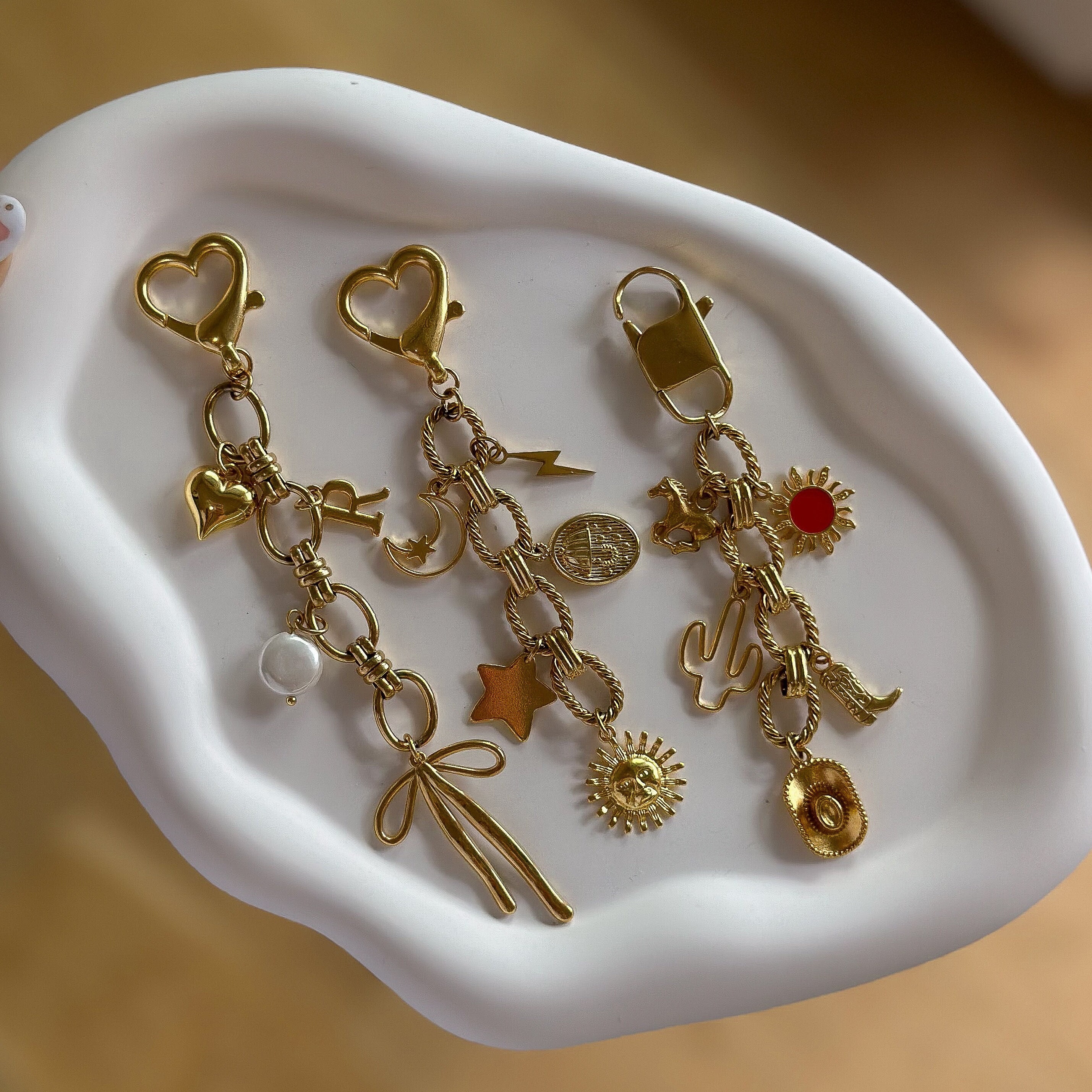 Custom Bag Charm, Gold Keychain Holder, Purse Chain Handbag