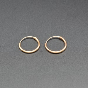 Small Thin gold Hoops, Endless Hoop Earrings, minimalist earring, Dainty 14k Gold Hoop, Minimalist jewelry, gift for her, mini hoop earring image 4