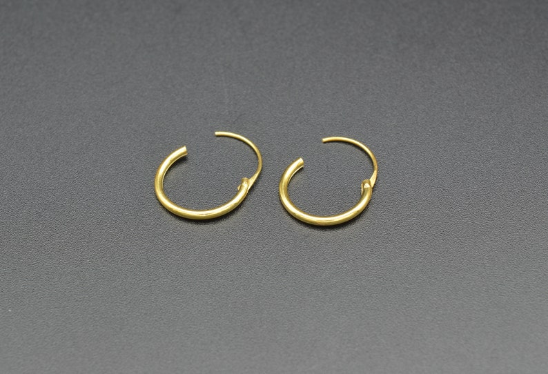 Small Thin gold Hoops, Endless Hoop Earrings, minimalist earring, Dainty 14k Gold Hoop, Minimalist jewelry, gift for her, mini hoop earring image 5