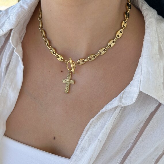 Collana in oro giallo con croce, lunghezza 40cm - ORO&CO - Luxury Zone