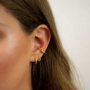 tiny chain hoops, very small hoop earring, 14k gold chain shape earring, small stud earring, gift for her, minimalist earring, dainty studs image 6