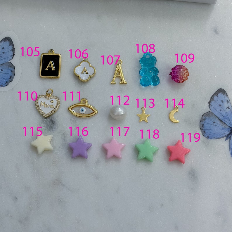 Gold Charms for jewelry making, Charm Selection, diy jewelry, Evil Eye Heart Butterfly Moon cross sun initial charms for necklace bracelet image 5