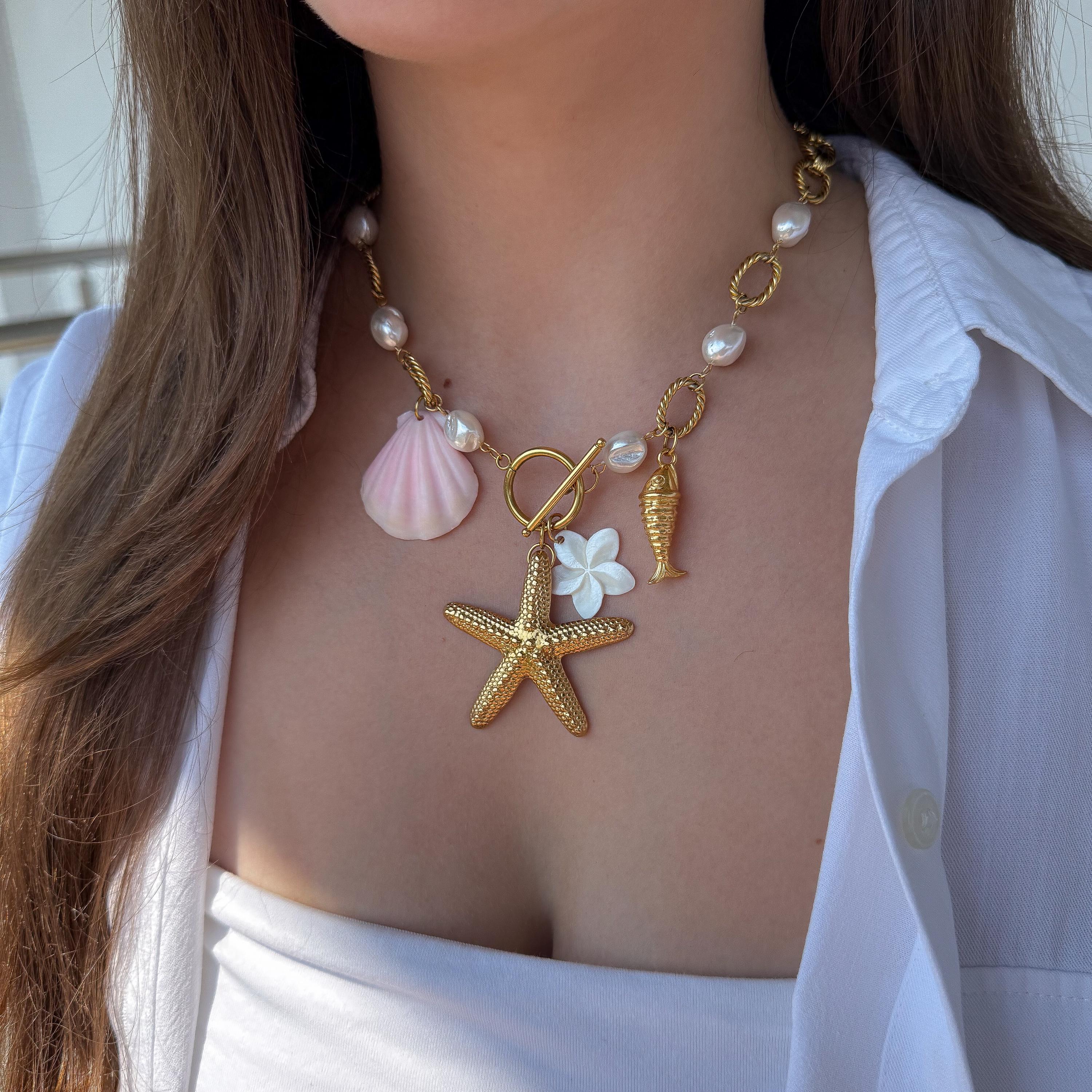 Bijoux Diy Plage SUPERFINDINGS 60 Breloques En Coquillage Naturel - Fil Argenté/Doré, 6 Styles, DIY Bijoux Charms Acier Inoxydable