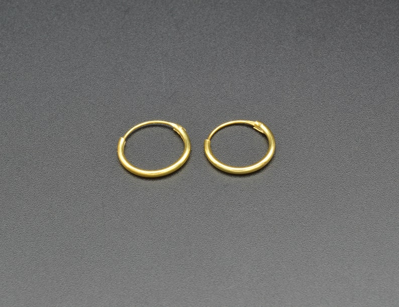 Small Thin gold Hoops, Endless Hoop Earrings, minimalist earring, Dainty 14k Gold Hoop, Minimalist jewelry, gift for her, mini hoop earring image 6