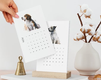 2024 Dog Calendar, Minimalist Calendar with Refillable Pages,