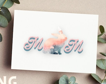 Watercolor Rabbit Mom Logo, Unique Bunny Graphic in PNG, Commercial and Personal Projects, Bunny Mom Script Instant Download png transparent