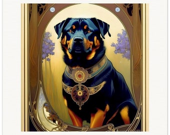 Art Nouveau Rottweiler Poster: Fine Art Printed on High Quality Paper