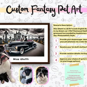 Custom Fantasy Pet Art, Personalized Portrait of a Pet in a Fantasy Dreamscape you Describe, Custom Commissioned Wall Art, Custom Desktop BG image 2