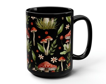 Mushroom Mug:  Magic Mushroom Tea Mug, 15oz Cottagecore Mug for Mushroom Lover