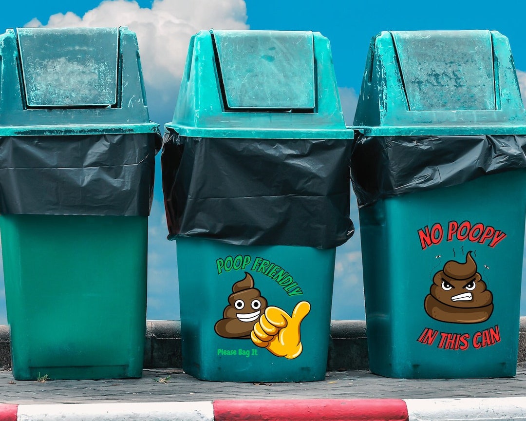 No Dog Poop Trashcan Sticker for Recycle Bins or Regular Garbage Can