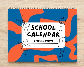 2023-2024 Kids Academic Year Calendar - Back to School Gift - Colorful Stick Figures