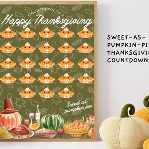 Thanksgiving Countdown Calendar, Countdown to Thanksgiving for Kids, Thanksgiving Wall Decor, Printable Thanksgiving Decor,  Family Activity