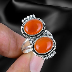 925 massief sterlingzilveren carneool edelsteenring/handgemaakte sieraden/genezend kristal/aangepaste ringmaat: 4 tot 14/h tot z/trendy cadeau voor haar