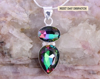 NEXT DAY DISPATCH, Mystic Topaz Pendant, Women's Pendant, Unisex Gemstone Pendant, Daily wear Pendant, Thanksgiving pendant jewellery