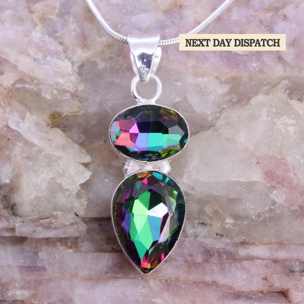 NEXT DAY DISPATCH, Mystic Topaz Pendant, Women's Pendant, Unisex Gemstone Pendant, Daily wear Pendant, Thanksgiving pendant jewellery