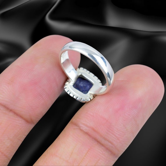 Anello Trillion Tanzanite: Argento Sterling 925, Pietra Preziosa Coltivata In Laboratorio - Italia - Foto 9