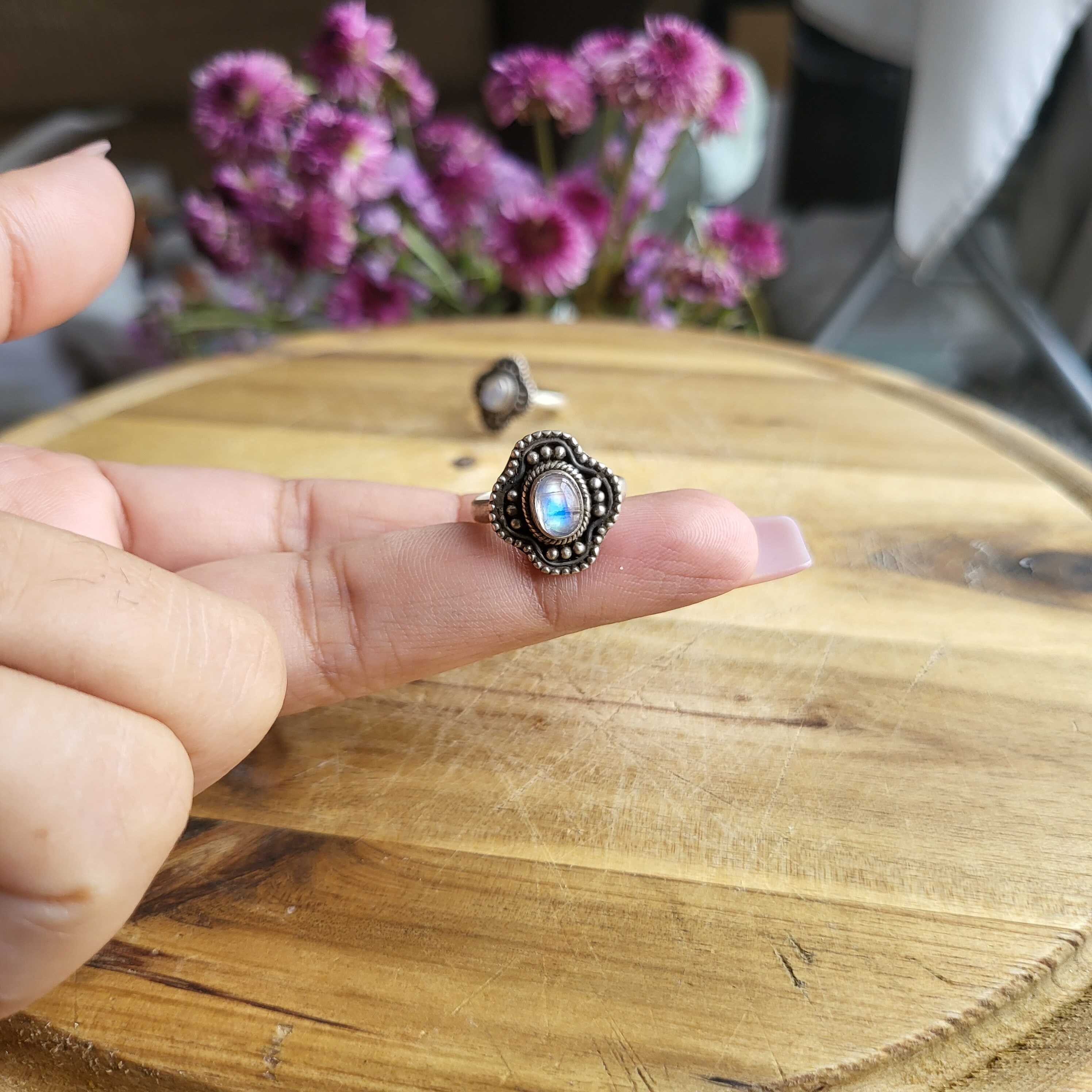 アクセサリー Vintage Silver Oval Dot Grain Ring 925 Vintage Signed PF 925 Sterling Silver Ring with 8 oval