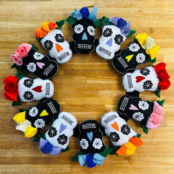 Halloween sugar skull wreath