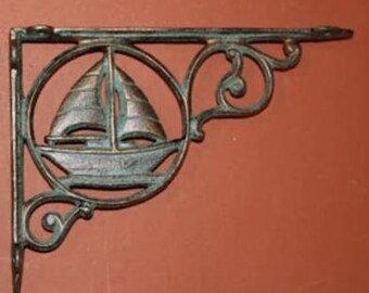 1-SAIL BOAT Shelf Bracket,Nautical Decor,Gifts,Bronze Look Support,B-32