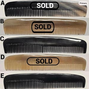 May include: Five hair combs labeled A through E, arranged vertically. Combs A, B, and D are marked with the text SOLD. The combs feature varying shades of translucent horn, ranging from solid black to light beige with natural marbled patterns.