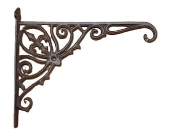 1-Intricate Fleur De Lis Plant Hanger Bracket,Vintage-look,New Orleans Style,Garden Decor,Bird Feeder Holder,B-66