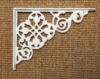 1-White Decorative Shelf Bracket, Vintage Look Corbels, Bath Kitchen Open Shelving B-30
