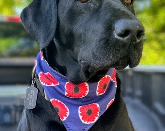 Bandanas réversibles en coton bio pour chien et chat BMFS Red Daisy