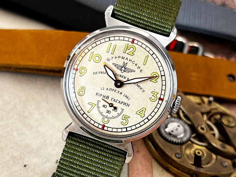 Montre militaire soviétique Pobeda Shturmanskie Gagarine de lURSS des années 1960. image 6