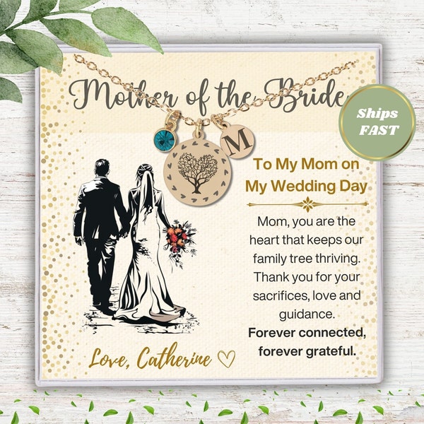 Mother of the Bride Necklace from Daughter, Personalized Jewelry Gift to My Mom on My Wedding Day, Dainty Custom Heartfelt Necklace Gift