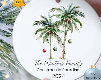 Custom Family Christmas Ornament, 2024 Christmas Keepsake Beach Ornament, Coastal Ornament,Custom Name Ornament for Personalized Family Gift