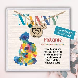 Custom Nanny Gift, Personalized Name Jewelry for Nanny, Appreciation Gift for Babysitter or Child Care Provider, Dainty Heart Charm Pendant