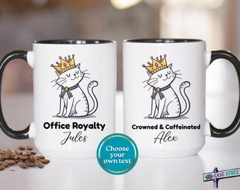 Custom Funny Office Cat Mug, Personalized Work Humor Coffee Cup, Sarcastic Cat Lover Mug for Coworkers or Boss