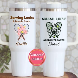 Personalized Tumbler Tennis Gift for Women or Men, Custom Tennis Travel Mug Gift for Tennis Lovers, 40oz Tumbler for Tennis Player with Name