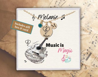 Personalized Music Lover Gift Necklace, Customizable Music Note Pendant Jewelry, Unique Gift for Musicians, Music Teacher, Musician Birthday