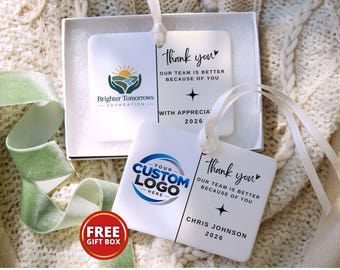 Custom Logo Employee Appreciation Ornament, Personalized Corporate Thank You Gift for Team and Staff