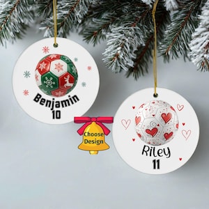 Personalized Soccer Ornament with Name and Number, Custom Sports Christmas Ornament Gift for Soccer Player or Coach, Soccer Team Keepsake