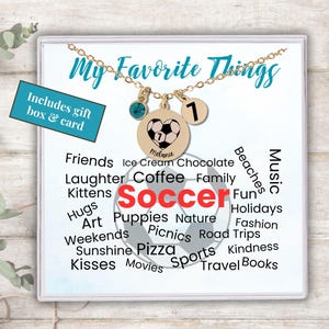 Custom Soccer Necklace Gift, Dainty Personalized  Soccer Mom Jewelry, Girls Soccer Pendant with Birthstone and Initial, Soccer Team Gift