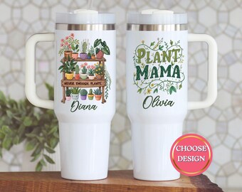 Custom Plant Lover Tumbler with Name, Personalized Gift for Gardener, Plant Mama or Never Enough Plants Travel Cup, Gift for Nature Lover