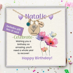 Personalized Birth Flower Name Necklace, Custom Birthflower Jewelry Gift for Special Occasion, Birth Flower Pendant, Birthstone and Initial