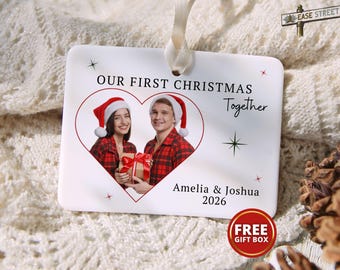 Our First Christmas Together Ornament, Personalized Couple Photo Christmas Keepsake