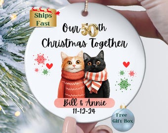 50th Wedding Anniversary Ornament Gift for Couple, Custom 50th Anniversary Gift for Parents or Grandparents, Golden Anniversary Ornament