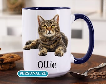 Personalized Cat Dad Photo Mug, Custom Cat Lover Gift with Picture, Cute Cat Owner Coffee Cup, Customizable Cat Dad Mug Gift Idea