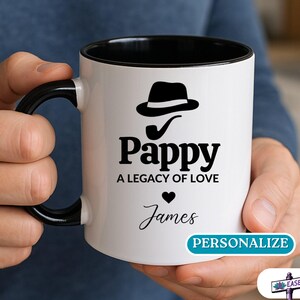 Personalized Pappy Coffee Cup with Grandkid Names, Gift For Grandpa from Grandchildren, Pappy Father&#39;s Day, Christmas, or Birthday Mug