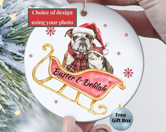 Custom Pet Lover Photo Ornament, Personalized Dog Christmas Ornament, Dog Mom Gift Photo Keepsake, Pet Photo Ornament, Custom Cat Ornament