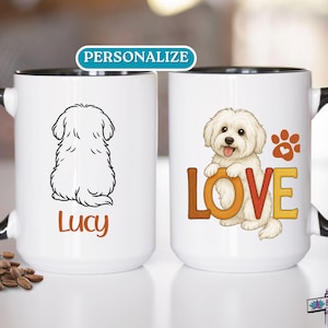 Personalized Coton de Tulear Lover Mug with Name, Cute Dog Mom or Dog Dad Gift, Coton de Tulear Coffee Cup Gift for Mothers Day Fathers Day