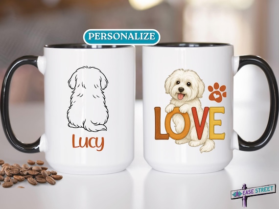 Coton de Tulear Lover Mug with Custom Dog Name, Coffee Cup Gift for Coton Mom