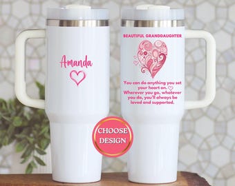 Inspirational Granddaughter Tumbler, Personalized Heartfelt Travel Mug from Grandparent